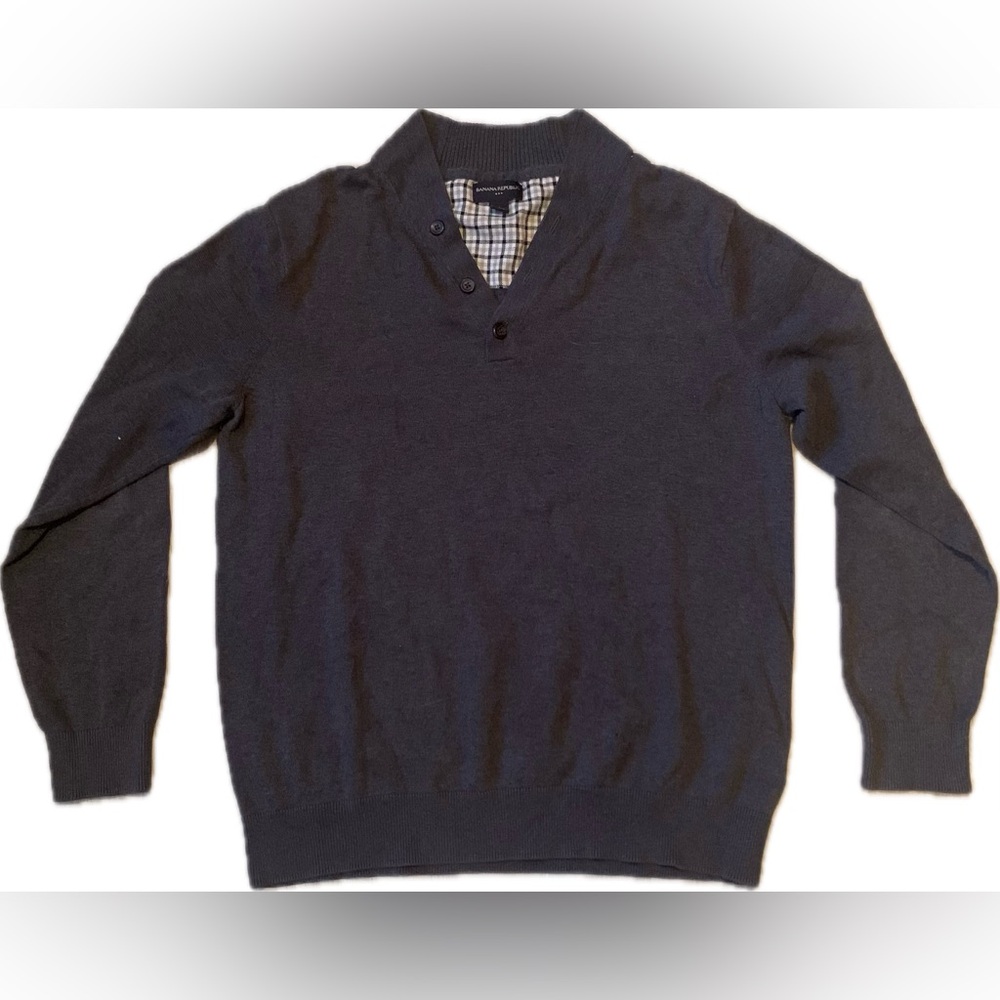 Men's Banana Republic 100% Cotton Grey Shawl Collar Sweater
